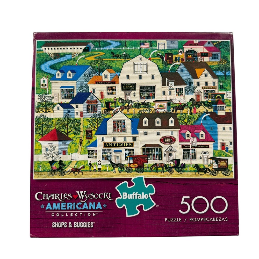 Buffalo Games Wysocki Americana Shops & Buggies 500 Piece Puzzle UNCOUNTED
